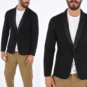 Neil Barrett NWOT Black Shawl Lapel Single Breast Knit Slim Blazer L